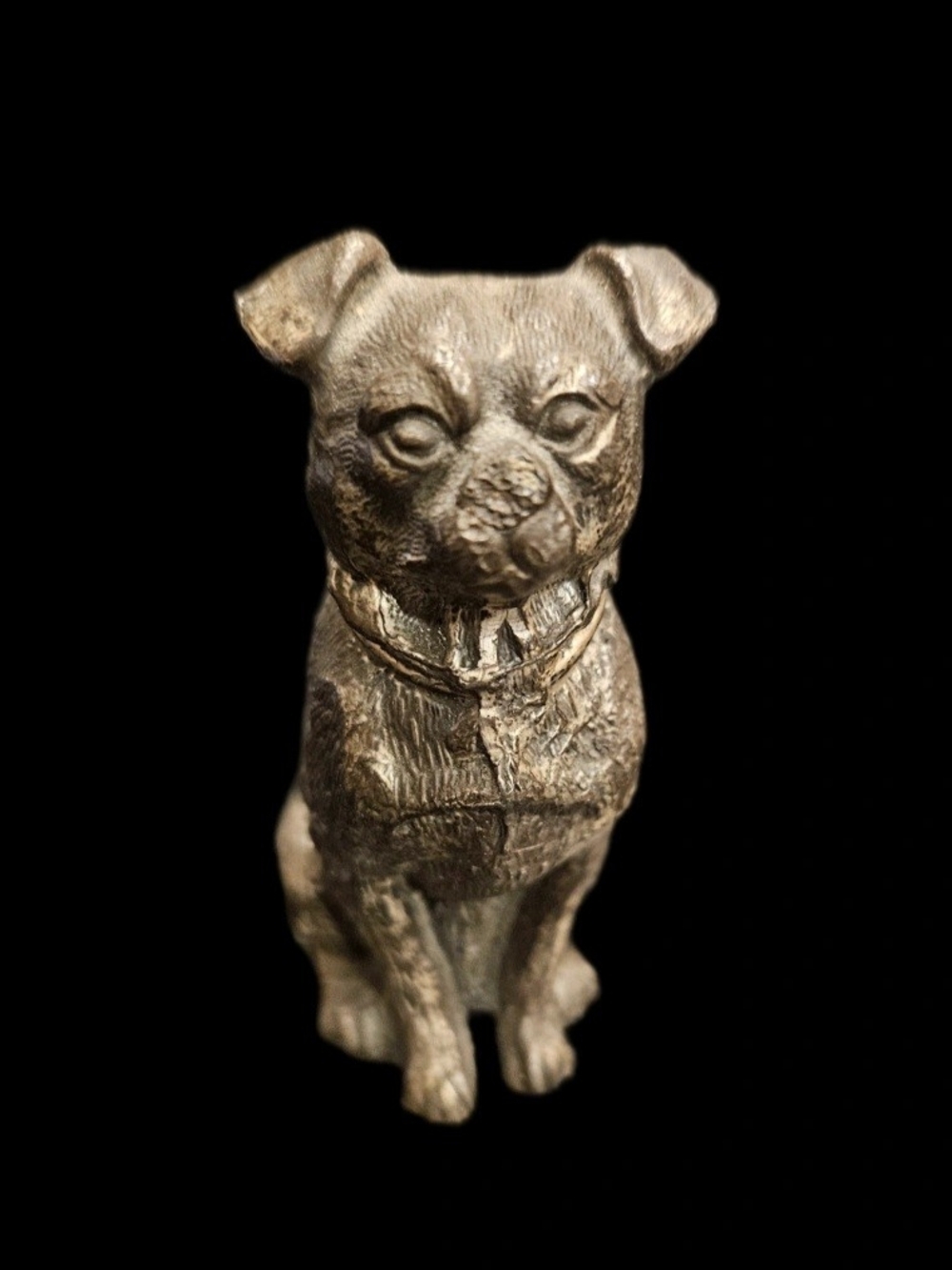 Antique Hollow Cast Metal Pug Dog Figurine Miniature 2.25" Dollhouse Toy